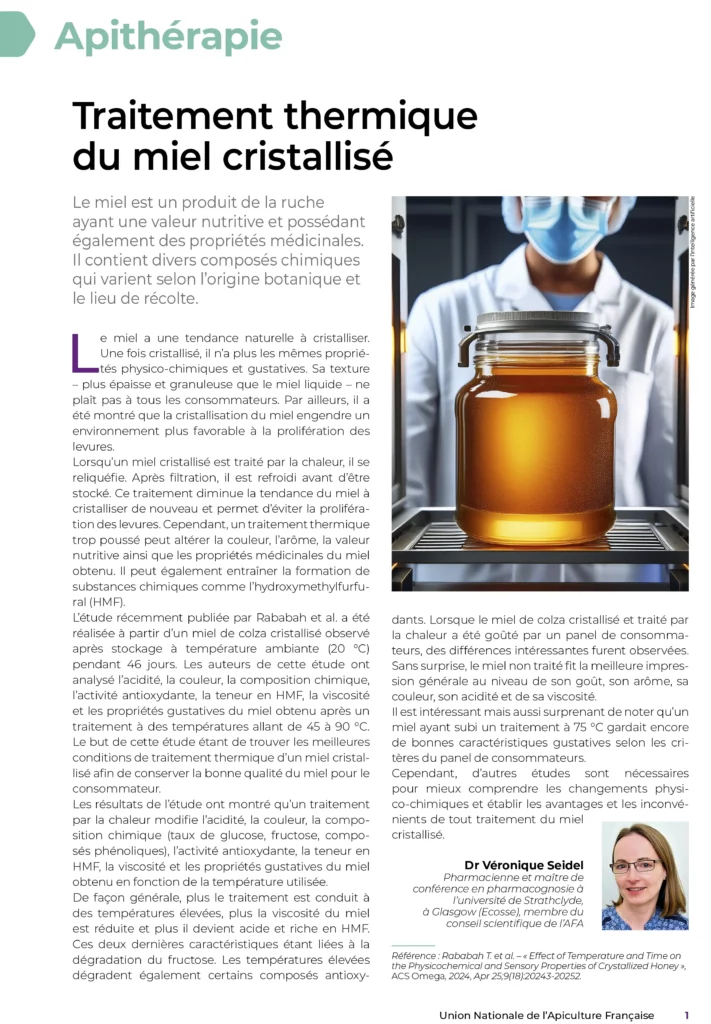 Article sur le traitement thermique des miels